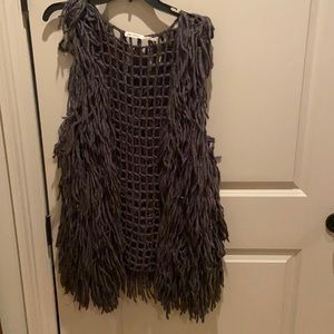 Charcoal gray shag fur vest. Size large.